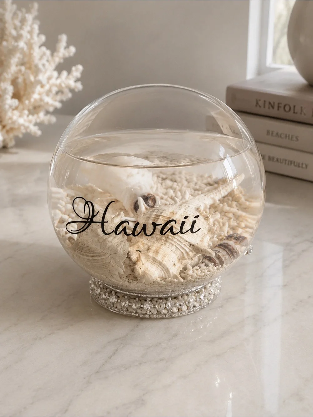 Hawaii Glass Shell Bowl Decorative Terrarium - Clear